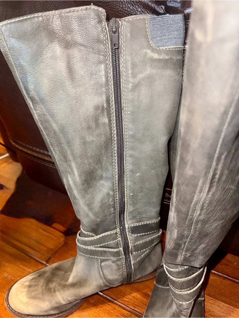 Lucky Brand Gray Over-the-Knee Faux-Leather Boots